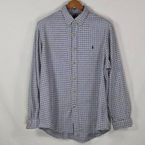 Ralph Lauren XL Classic Fit Blue Plaid Button Down Shirt Long‎ Sleeve Preppy